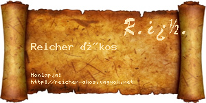 Reicher Ákos névjegykártya