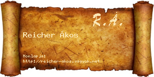 Reicher Ákos névjegykártya